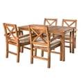 thumbnail image 2 of Acacia Wood Simple Patio 5-Piece Dining Set with x-shaped back - Brown, 2 of 6