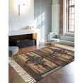 thumbnail image 4 of Wooden Plank Large Area Rug 4x6ft Woven Runner Rug,Rustic Farmhouse Brown Black Barn Door Washable Living Room Bedroom Kitchen Bathroom Classroom Carpet with Tassels,Indoor Outdoor Throw Door Mat, 4 of 5