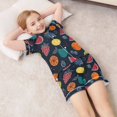 thumbnail image 6 of Silky Satin Kids' Pajama Set Breathable & Smooth Unisex Button-Down Pajamas Cartoon Variety Of Fruits, 6 of 8