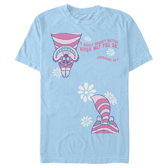 Men's Alice in Wonderland Cheshire Cat Split  Graphic Tee Light Blue Small