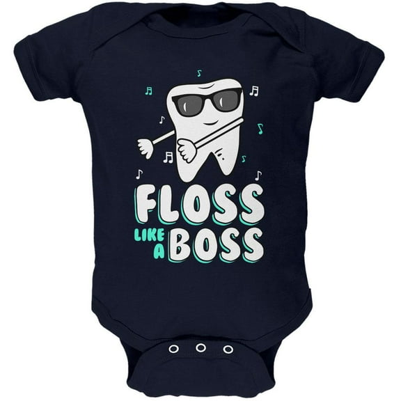 Flossing Tooth Dance Dentist Soft Baby One Piece Navy 12-18 M