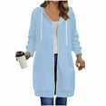 thumbnail image 4 of Zipper Long Hoodies for Women, Oversized Jacket Coat with Pocket, Casual Fall Long Sleeve Sweatshirts, 4 of 6