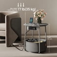thumbnail image 5 of LEDREM Multifunctional Round Bedside Table with Power Socket, Stable U-Shape Support Leg Accent Table, Quick Assembly Side Table with Large Capacity Fabric Storage Bin for Apartment, Dorm, 5 of 5