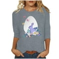 thumbnail image 2 of Babysbule Womens Easter Day Shirts Fashion Woman Casual Easter Bunny Eggs Printed Round Neck Printing 3/4 Sleeve T-Shirt Blouses, 2 of 4