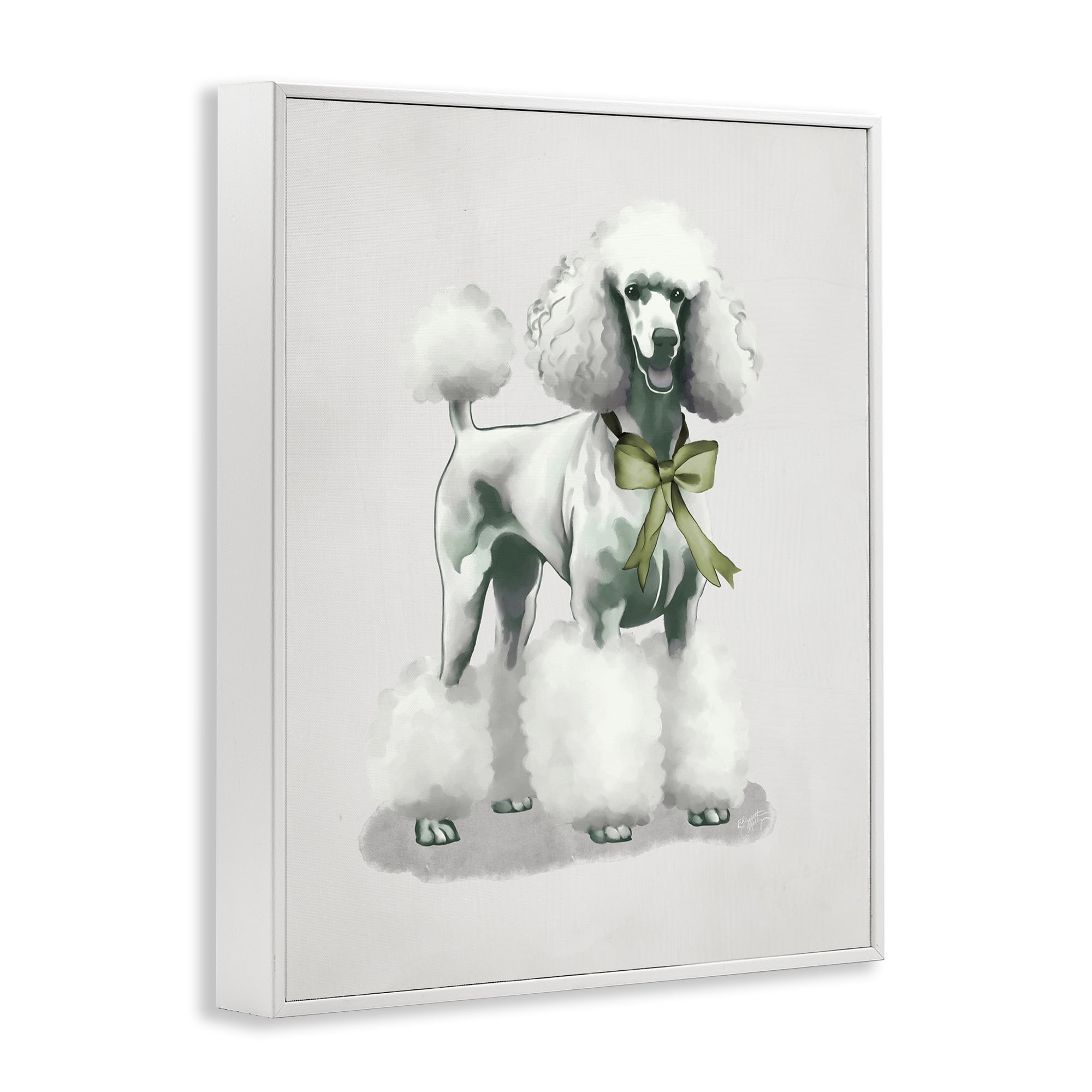 Stupell Industries Graceful Poodle & Ribbon White Framed Giclee Art, design by Elizabeth Medley