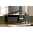 thumbnail image 5 of U-Can Mid-Century Modern TV Console - 70.8'' Entertainment Center for 75" TVs with Sliding Doors, Adjustable Shelves & Metal Frame, Space-Saving Storage TV Stand, 5 of 27