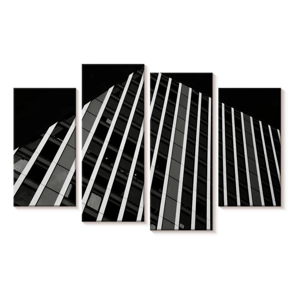 Elephant Stock London Building Wall Art - Horizontal Multi Panel Canvas - Living Room Wall Decor - Architecture Multi Panel - Black And Gray Decor - 24" x 14"