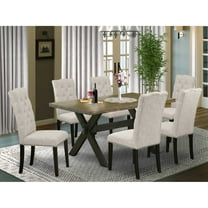 East West Furniture X677FL624-7 - 7-Piece Small Dining Table Set - 6 Parson Chairs and Small Rectangular Table Solid Wood Structure
