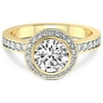thumbnail image 3 of IGI Certified 2 Carat Round Shape Lab Grown Diamond Engagement Ring | 14K Yellow Gold |Bell Dome Bezel Halo Eternity Lab Diamond Ring | FG-VS1-VS2 Quality Friendly Diamonds, 3 of 5