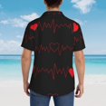 thumbnail image 6 of Bixox Men's Hawaiian Shirts Men's Cardiogram and Heart Print Short-Sleeve Shirt-Medium, 6 of 8