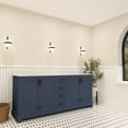 thumbnail image 2 of Ayna Decors Maya 72 in Navy Blue Double Sink Bathroom Vanity Set with White Quartz Countertop | 4 Soft Closing Doors | 6 Full Extention Soft Close Drawer | Black Hardware, 2 of 10