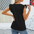thumbnail image 6 of Women's Casual, Fashionable And Versatile V-neck Pullover Ruffled Sleeveless Solid Color T-shirt, 6 of 7