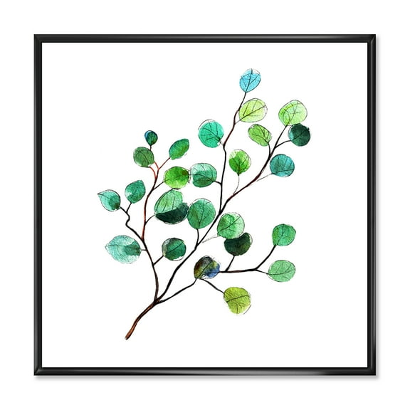 Designart 'Young Eucalyptus Branches and Leaves IV' Traditional Framed Canvas Wall Art Print