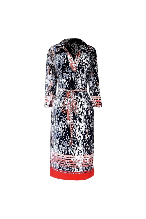 Womens Summer Causal V Neck Shift ¾ Sleeve Waist Tie Shift Dress