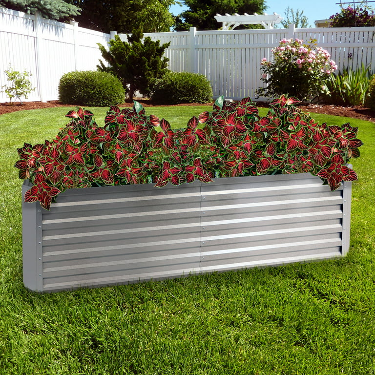 Sunnydaze Outdoor Vegetable or Flower Galvalume Steel Raised Garden Bed for  Backyard or Garden - Rectangle - 71\