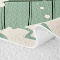 thumbnail image 5 of Manfei Cute Bath Cat Bed Spread Queen, Retro Cherry Blossom Queen Coverlet Set, Green Pink, 3-Piece, 1 Quilt and 2 Pillowcases, 5 of 7