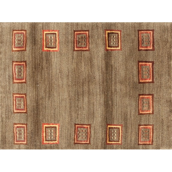 Ahgly Company Indoor Rectangle Contemporary Red Abstract Area Rugs, 4' x 6'