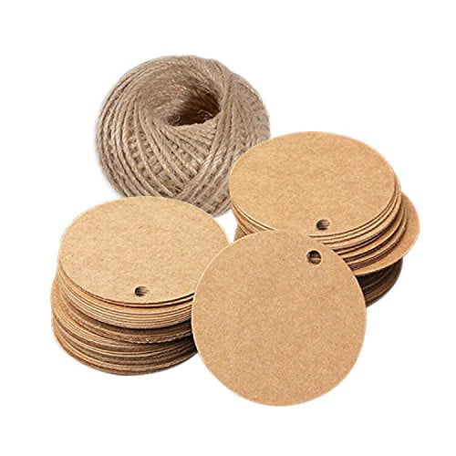 Kraft Paper Gift Tags with Jute Twine Blank Hang Tag for DIY Crafts Christmas Gifts Wedding Decoration Brown+White 
