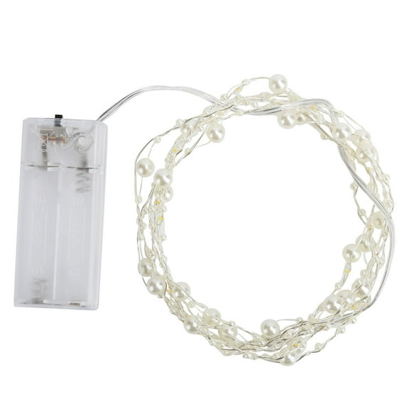 PEIBang 6.6 Ft Pearl Beads String Lights,Battery Operated Fairy String Lights for Wedding,Birthday,Valentine's Day Home Decorations and Party Supplies