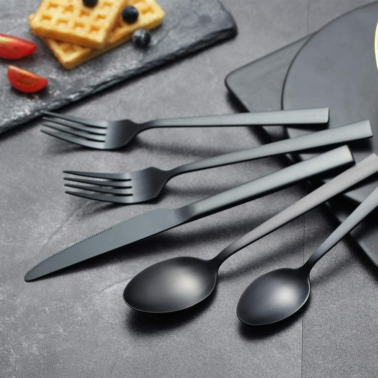 ReaNea 20-Pieces Matte Black Silverware Set Stainless Steel Cutlery  Flatware Set, Set Service for 4