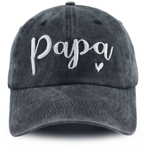 Papa Hats for Men, Adjustable Cotton Embroidered Little Heart Papa Baseball Cap