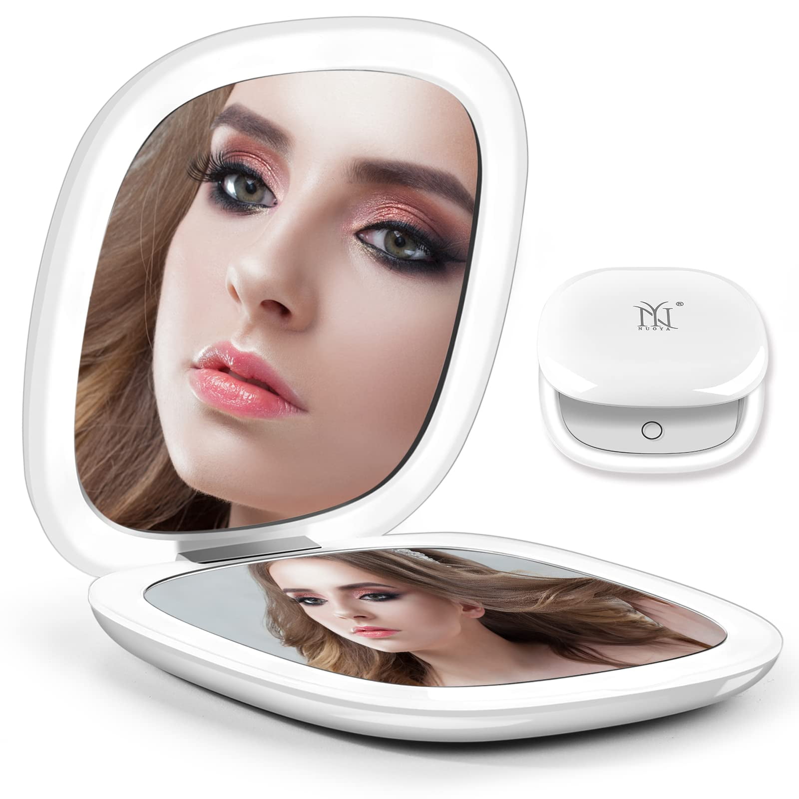 DSstyles Compact Mirror, 2Sided Rechargeable Travel Makeup Mirror, 1X