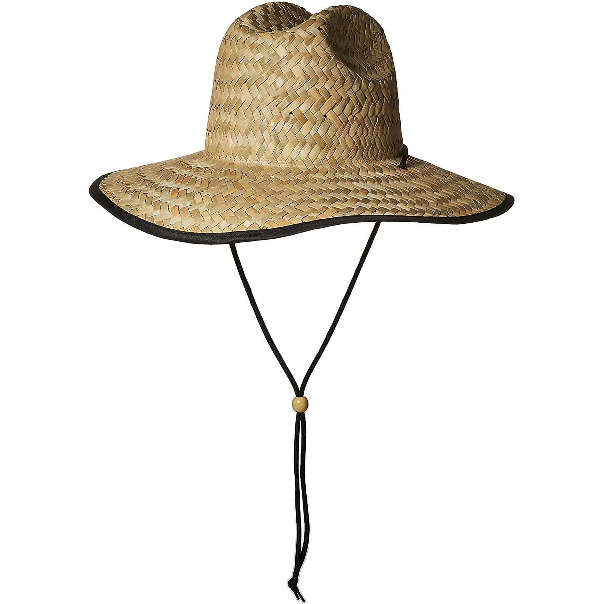 Men s Straw Sun Lifeguard Beach Hat Raffia Wide Brim Natural One Size Walmart