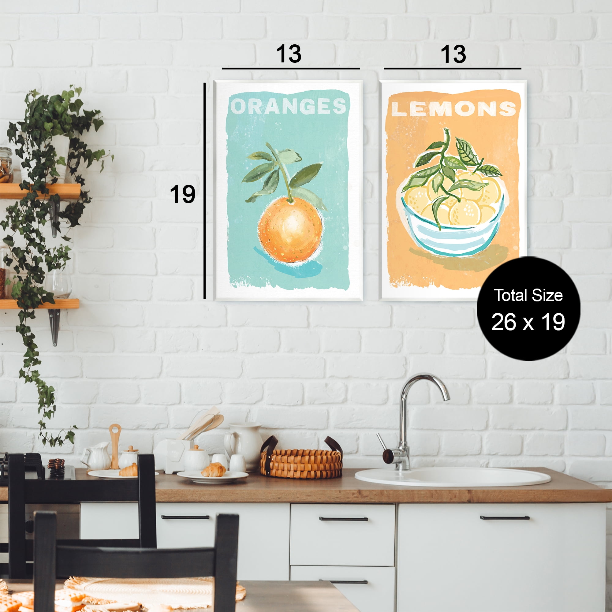 Stupell Industries Citrus Twist Motif 2 Piece Wall Plaque Art Set, design by Chad Barrett