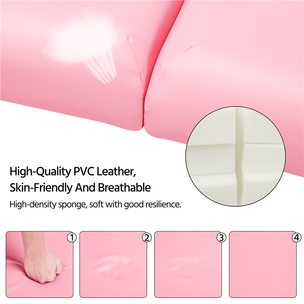 Renwick Portable Folding Massage Table with Face Cradle and Armrests, Pink