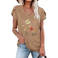 thumbnail image 1 of Pntutb Moda Mujer Verano Cuello En V Manga Corta Estampado Casual Camiseta Blusa Pntutb Pntutb-5004, 1 of 5