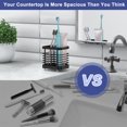 thumbnail image 2 of FiveBox Toothbrush Holders for Bathroom, Stainless Steel Electric Toothbrush Holder, Shower Tooth Brushing Toothpaste Organizer, Tooth Brush Counter Organization for Countertop, Shower, Sink, Black, 2 of 7