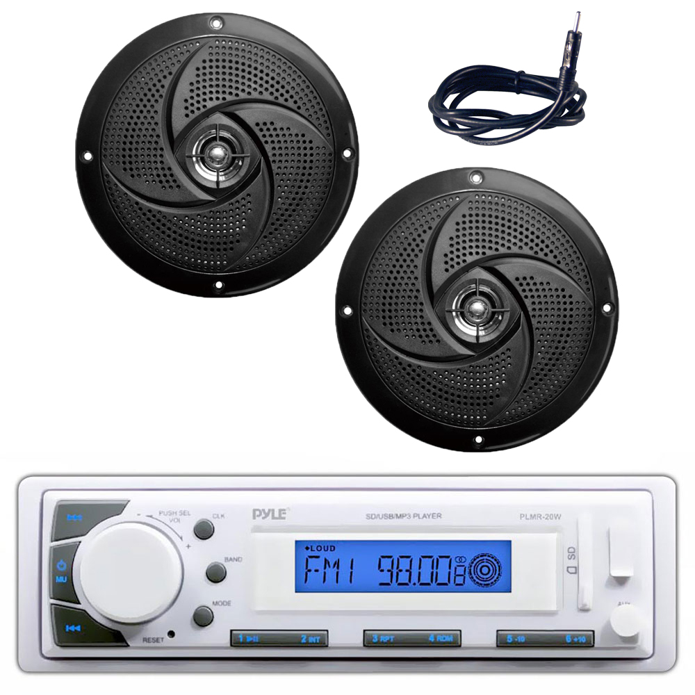 Pyle PLMR20W Marine Stereo Radio Headunit Receiver, 6.5 240W Low
