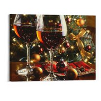 Patifu - Canvas Wall Art Christmas Red Wine Painting Artwork for Home Wall Decor,Stretched and Framed Ready 20x16in
