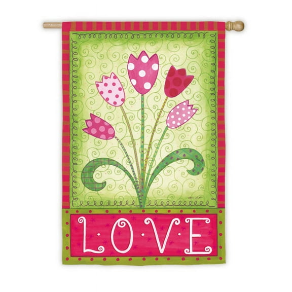 Flag, Suede, House Size Flag, LOVE Tulips