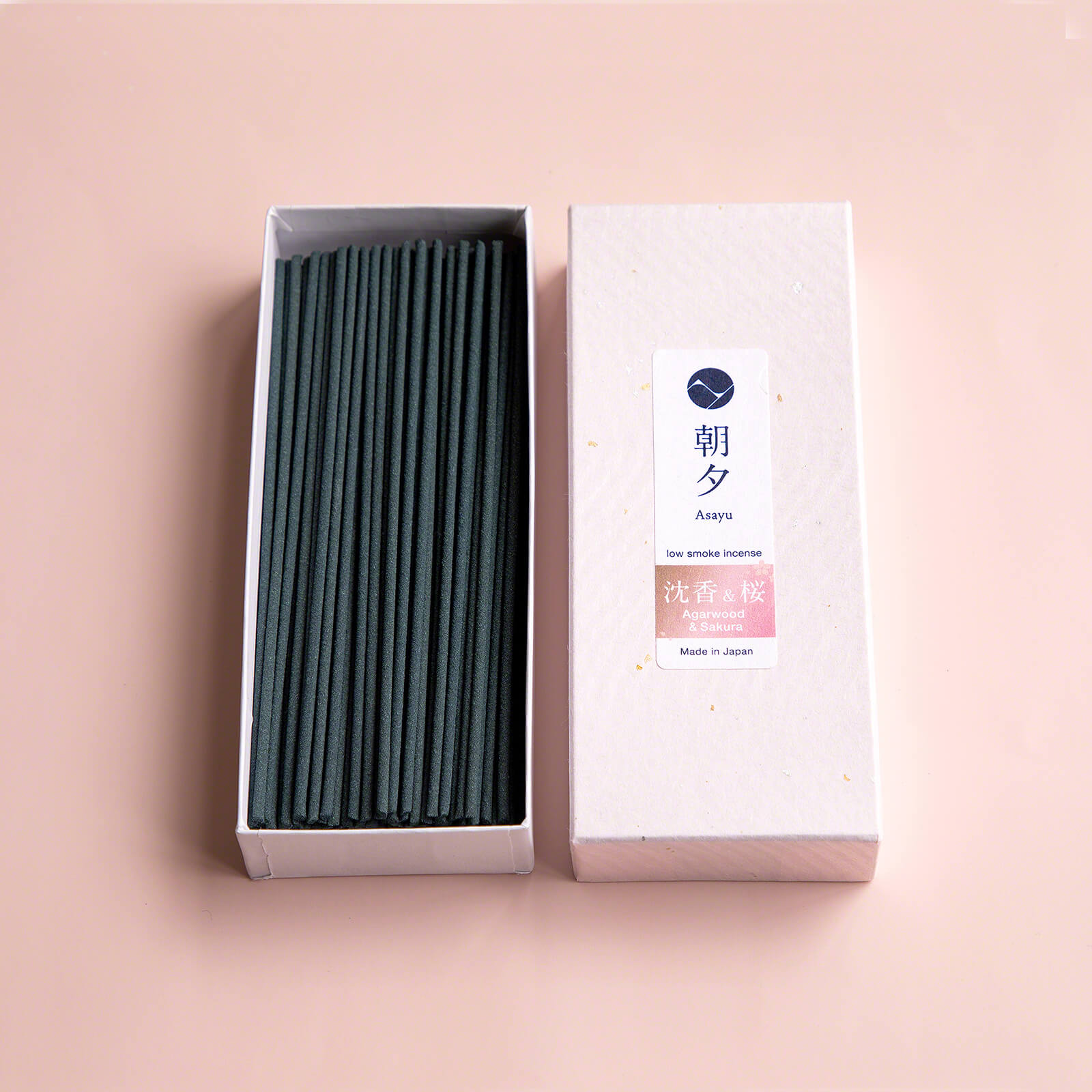 Asayu Japan Low Smoke Incense Sticks Premium Cherry Blossom and Agarwood Blend Made in Japan 1.41oz
