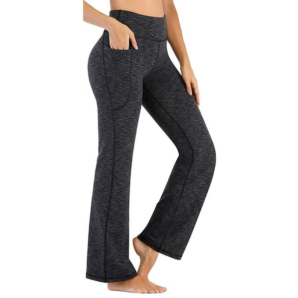 Pisexur Women's yoga pants Sports Leisure Elastic Pockets Loose Solid Color Straight  Leg Yoga Pants 