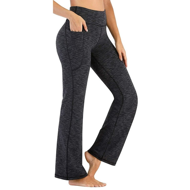 S LUKKC LUKKC Women's Yoga Pants, Flare Leggings for Women, High Waisted  Workout Lounge Bell Bottom Jazz Dress Pants Pockets Tummy Control Gym