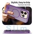 thumbnail image 3 of For iPhone 12 Pro / 12 6.1" Magnetic Phone Case,Compatible with Mag-Safe,Built-in Retractable Kickstand,Military Grade Shockproof Anti-Scratch Ultra Slim Skin Feel Translucent Phone Case,Darkpurple, 3 of 7