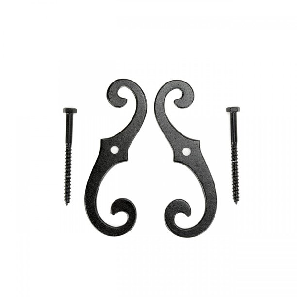 2 Pairs of Vintage Shutter Dogs S Shaped Shutter Hardware in Black