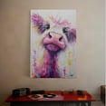 thumbnail image 5 of 1pc Colorful and Whimsical Cow - Themed Canvas Painting with Vivid Pink, Purple, and Yellow Splashes, framed Decor room hanging Wall Picture Decor for Home Gifts, living room, bathroom, bedroom, 5 of 6