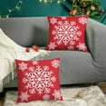 thumbnail image 3 of Christmas Throw Pillow Covers Decorative 16 X 16 Inches Pack of 2 Cozy Fleece Snowflakes Cushion Cases for Couch Sofa Bed Living Room Christmas Red, 3 of 6