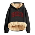 thumbnail image 6 of Women's Winter Pile Thickened Warm Solid Color Color Cardigan Sherbet Hooded Sweatshirt Jacket Pants Two Piece Set Dresses for Grandmother of The Bride Dressy Romper Women Snowsuit Womens Tall Snow, 6 of 8