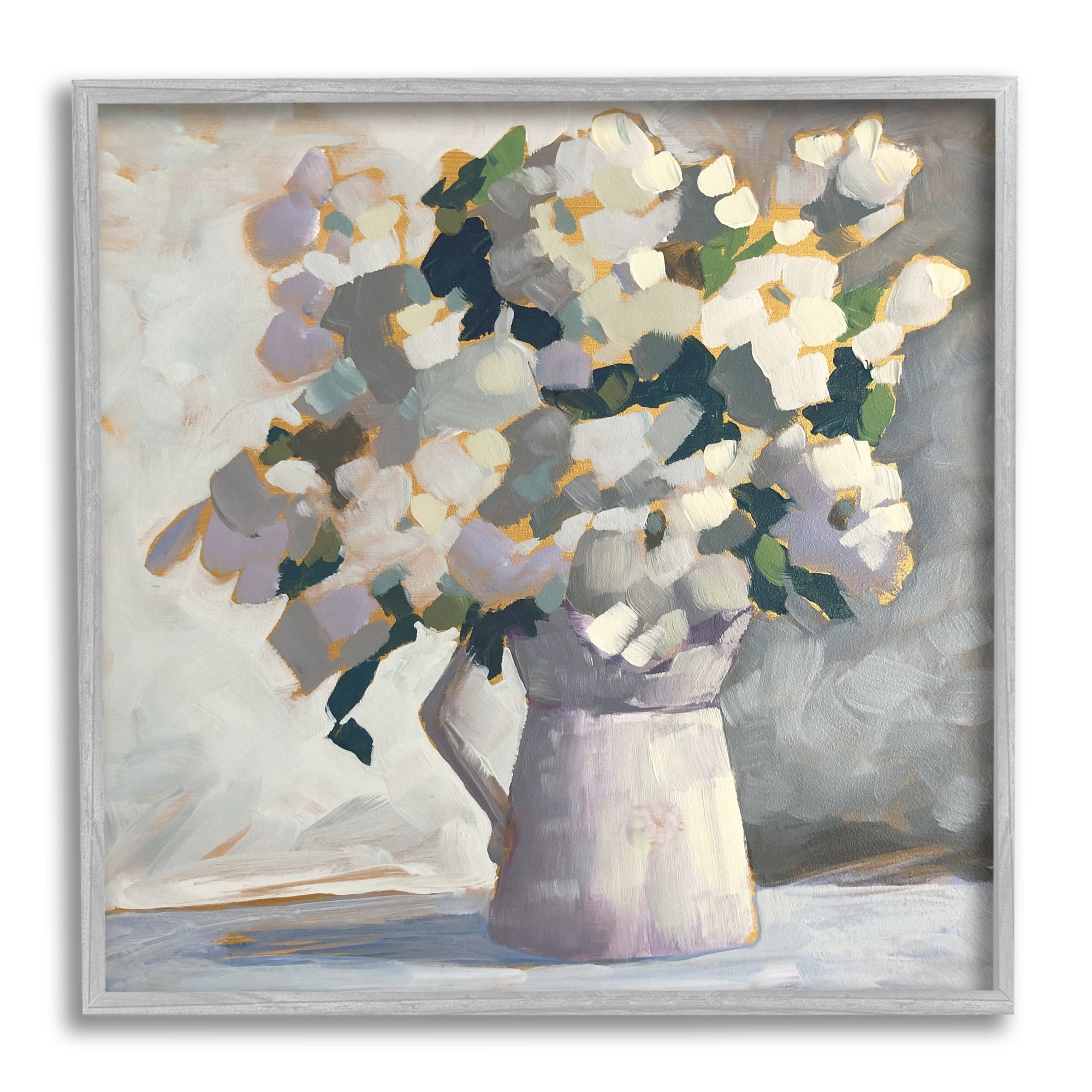 Stupell Industries Classic White Flower Arrangement Abstract Petals Bouquet Framed Wall Art, 17 x 17, Design by Sue Riger