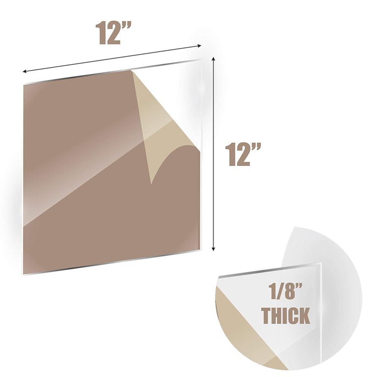 Acrylic Sheet Clear Plexiglass, 3mm (.118 Inch) Thick, 12 Inch x 12 Inch -  1 Pack