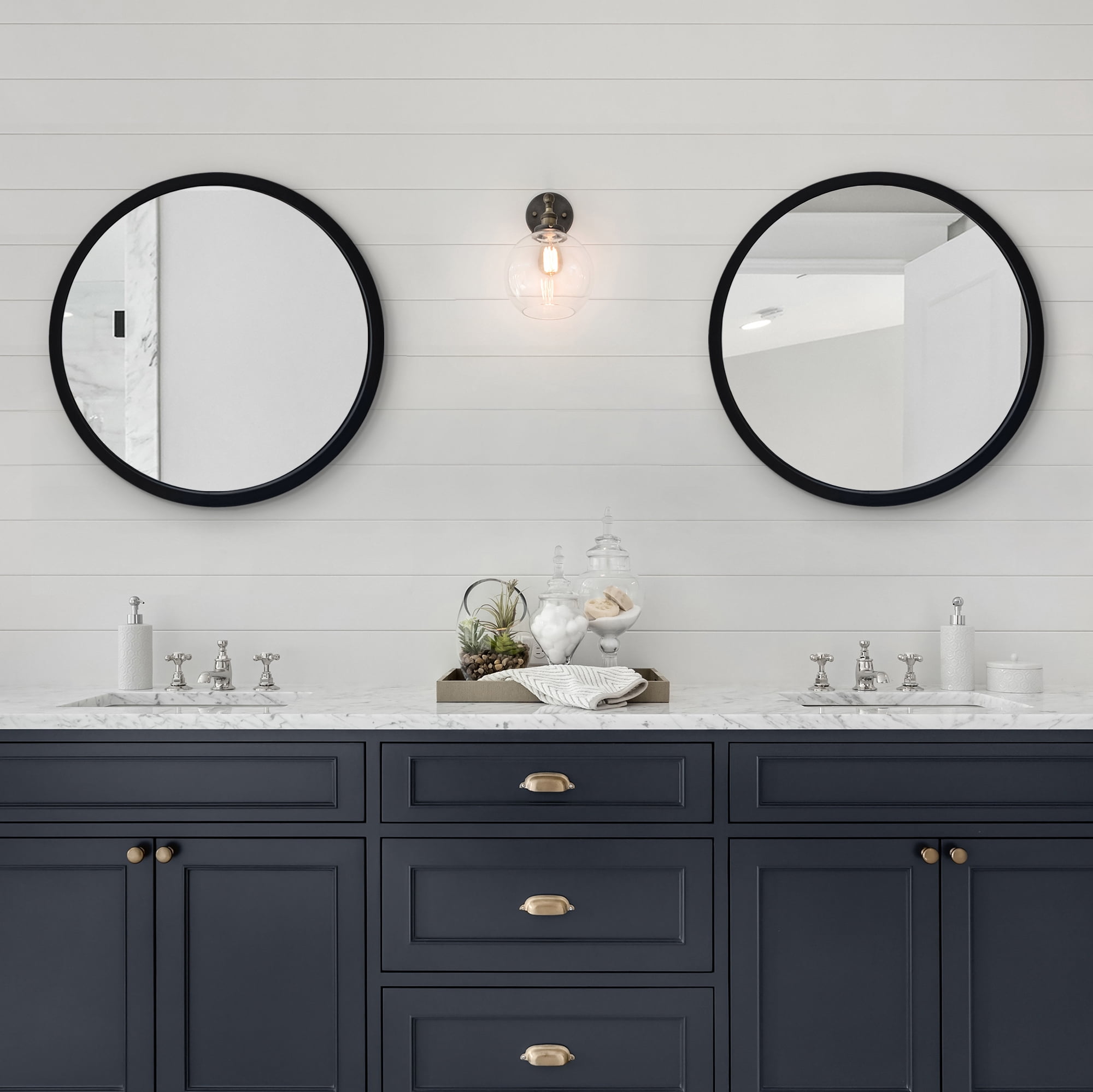 Americanflat - 20x20 Framed Black Round Mirror - Circle Mirror for Bathroom, Bedroom, Entryway, Living Room