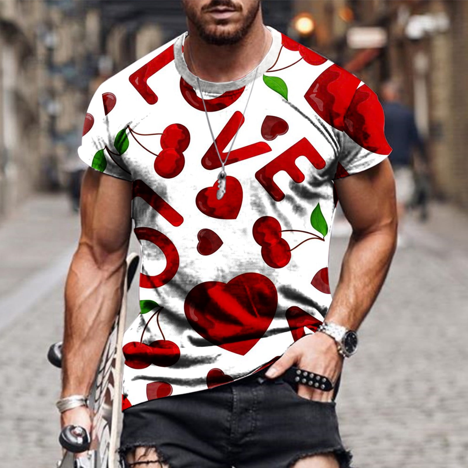 klud Tag et bad amme cllios Short Sleeve Shirts for Men Heart Graphic Tee Big & Tall Casual Crew  Neck Tops Novelty Designer T Shirts for Valentine's Day - Walmart.com