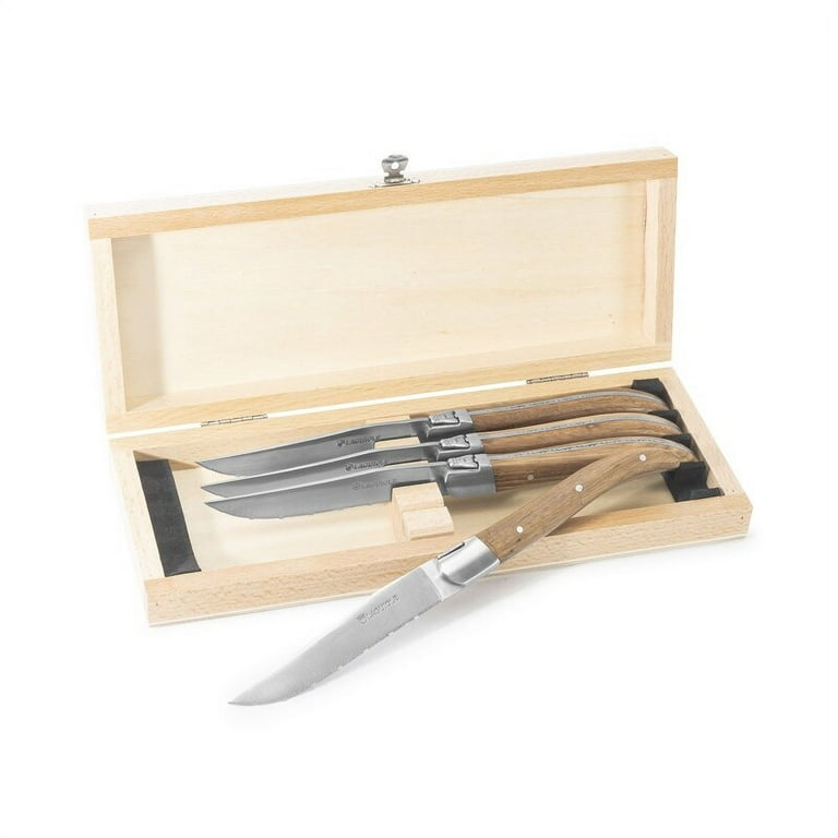 AU Nain Laguiole Set of 4 Steak Knives with Ash Wood Handles - 4 Piece