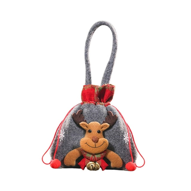 Christmas Candy Bags, Favor Bags, Drawstring Gift Bags, Ornaments, elk