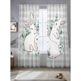 thumbnail image 2 of Easter Bunny Sheer Curtains 108 Inch Length 2 Panels for Living Room, Eucalyptus Leaves Rabbits Country Grey Plaid Voile Kitchen Curtain Set, Luxury Privacy Drapes Window Treatment for Bedroom, 2 of 7