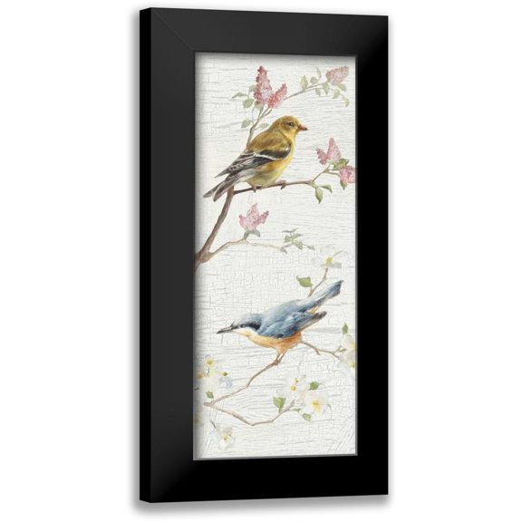 Nai, Danhui 8x14 Black Modern Framed Museum Art Print Titled - Vintage Birds Panel I